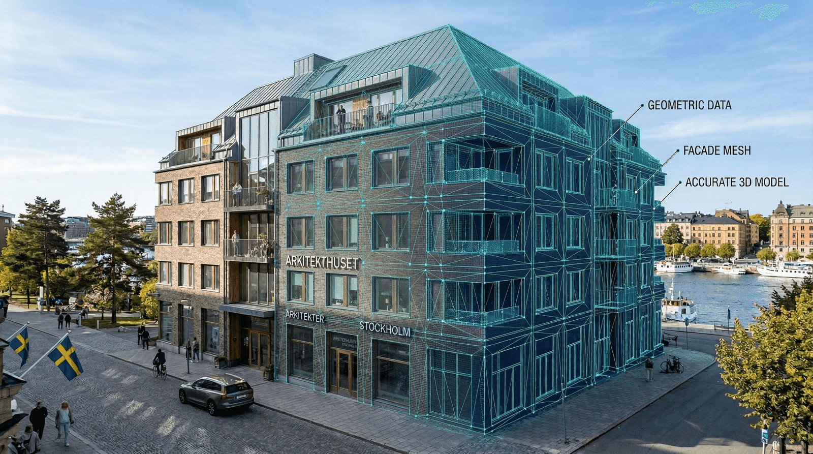 3D-modellering — geometrisk 3D-mesh av byggnad