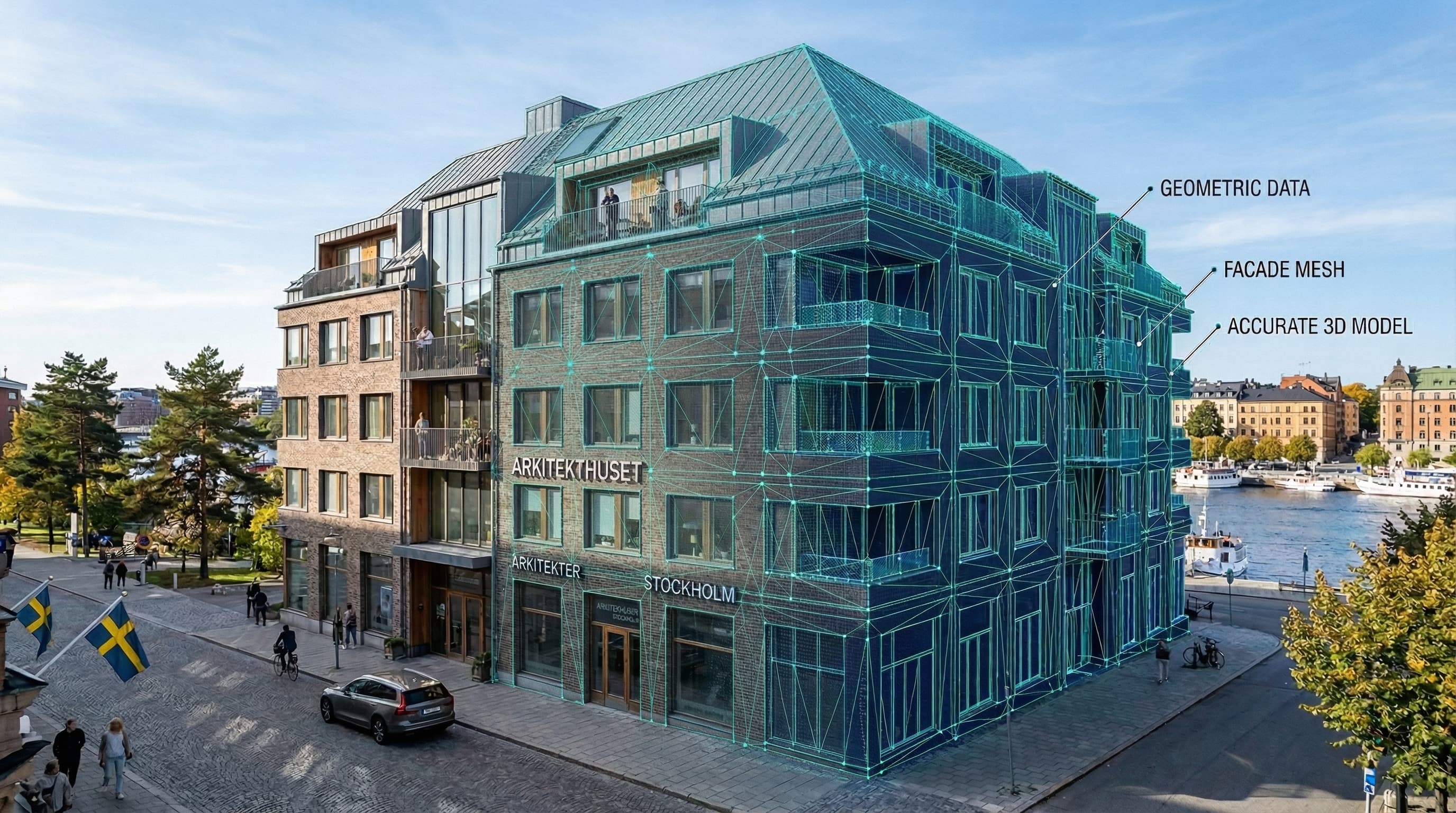 3D-modellering — geometrisk 3D-mesh av byggnad